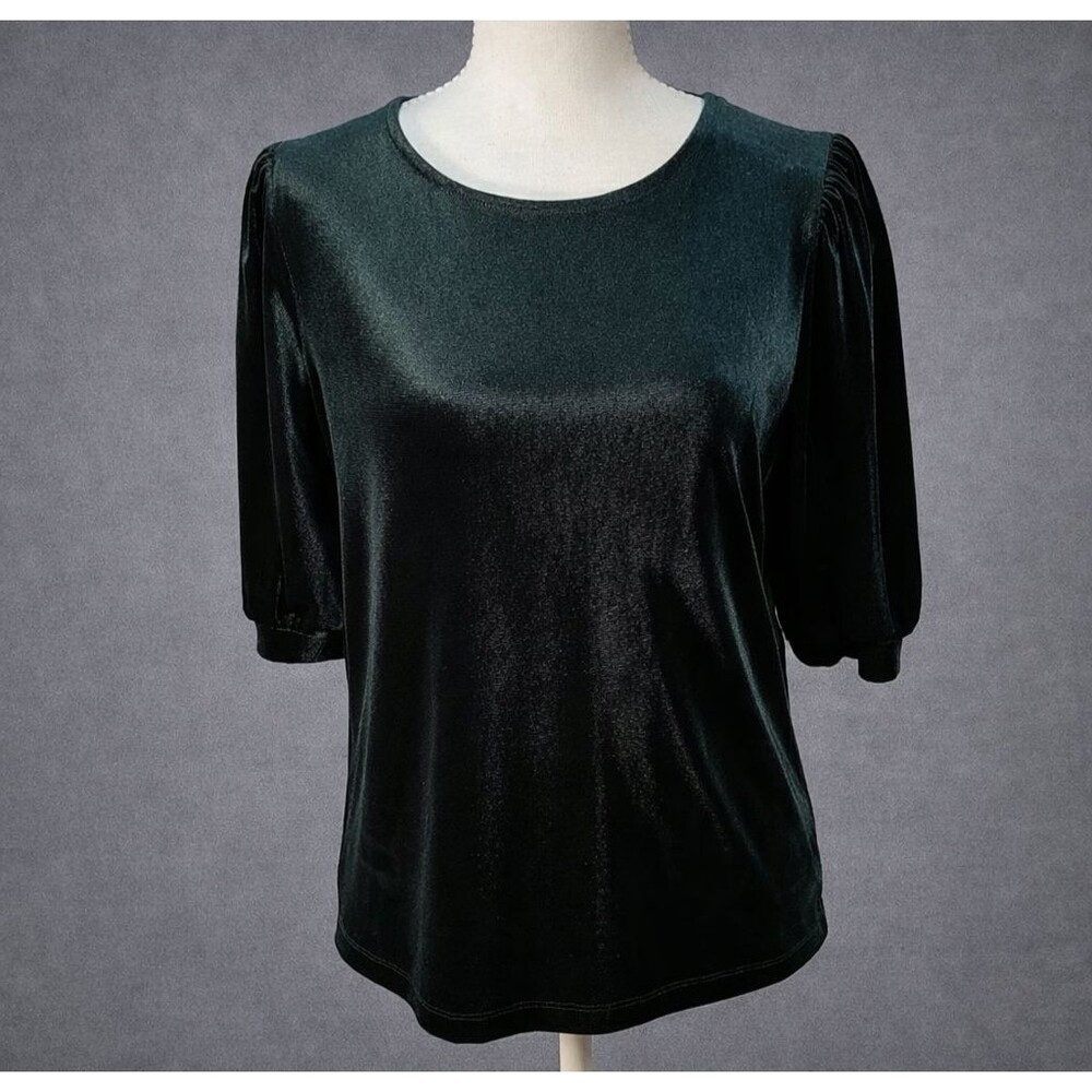 Draper James RSVP Green Velour Velvet Top Puff Sleeve‎ Whimsigoth Fairy Grunge M